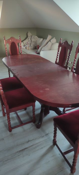 Stół drewniany rozkładany 180(240)x90 i 6 krzeseł