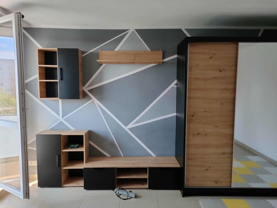 Meble do salonu, szafa, garderoba, czarny mat- dąb artisan, jak nowe