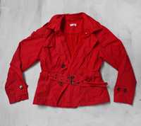 krótki trencz czerwony płaszczyk z paskiem L XL 40 orsay