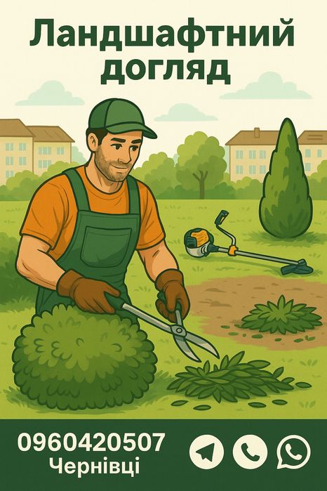 Благоустрій ділянок:косіння трави,обрізка дерев,вивіз сміття -Чернівці