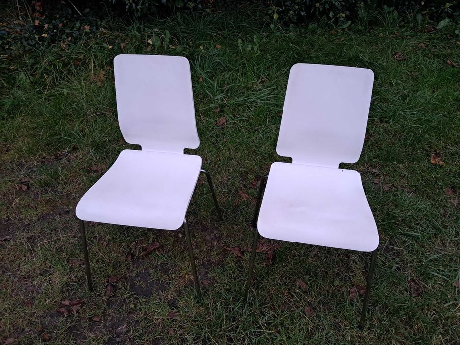 Krzesła krzesło 2 szt ikea gilbert do kuchni salonu białe