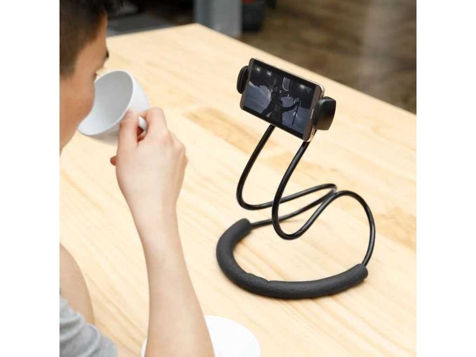 UCHWYT NA TELEFON lazy holder na szyję CZARNY