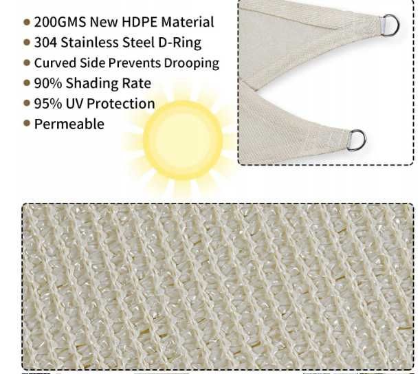 SUNKORTO żagiel przeciwsłoneczny markiza 200g HDPE