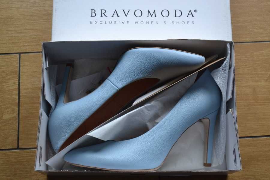 Czółenka szpilki Bravo Moda 1569, Lazur Groszek, r. 39, nowe