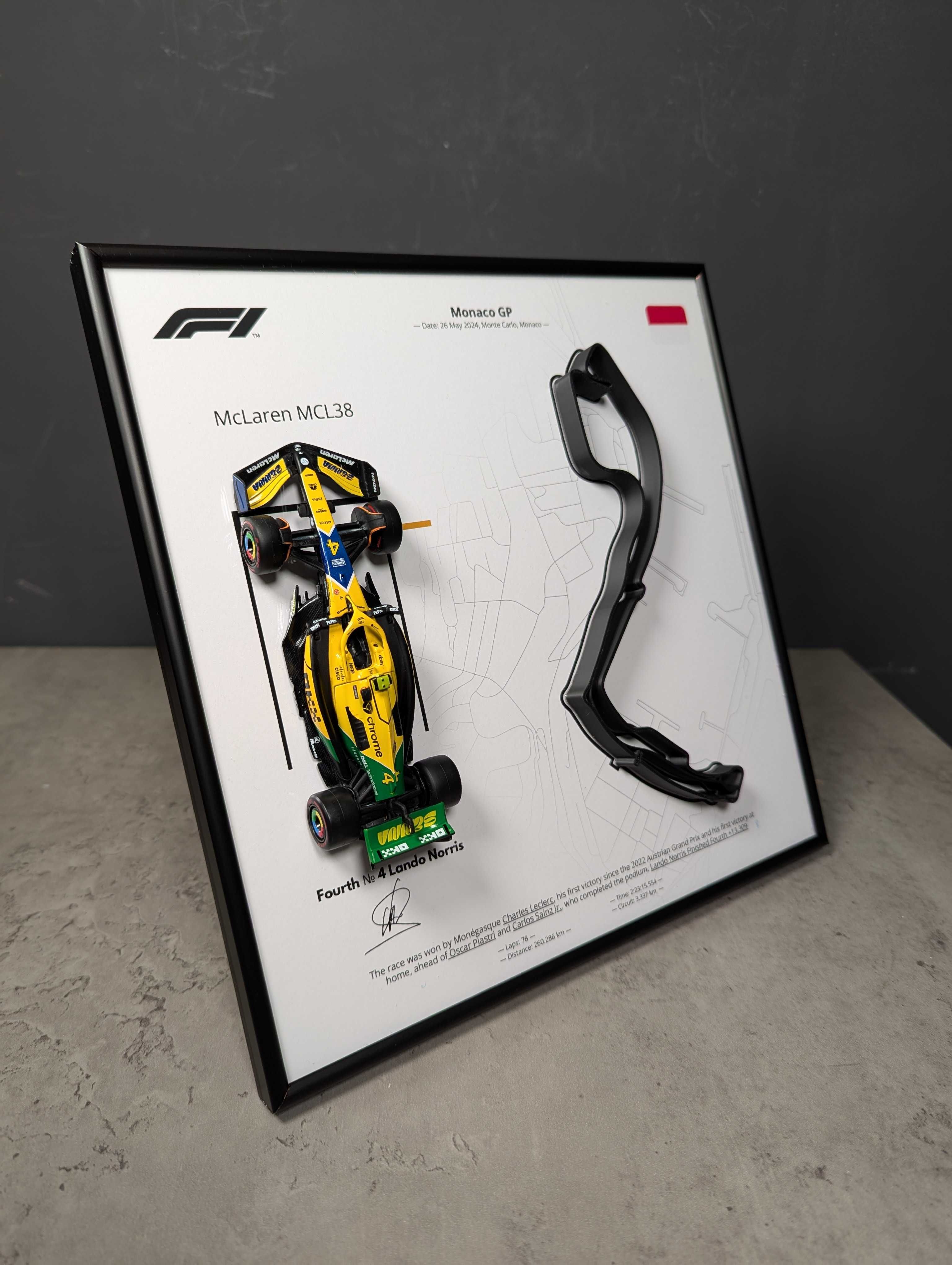 Bburago з Рамкою 2в1 з F1 McLaren MCL38 Monaco GP 2024 #4 Lando Norris
