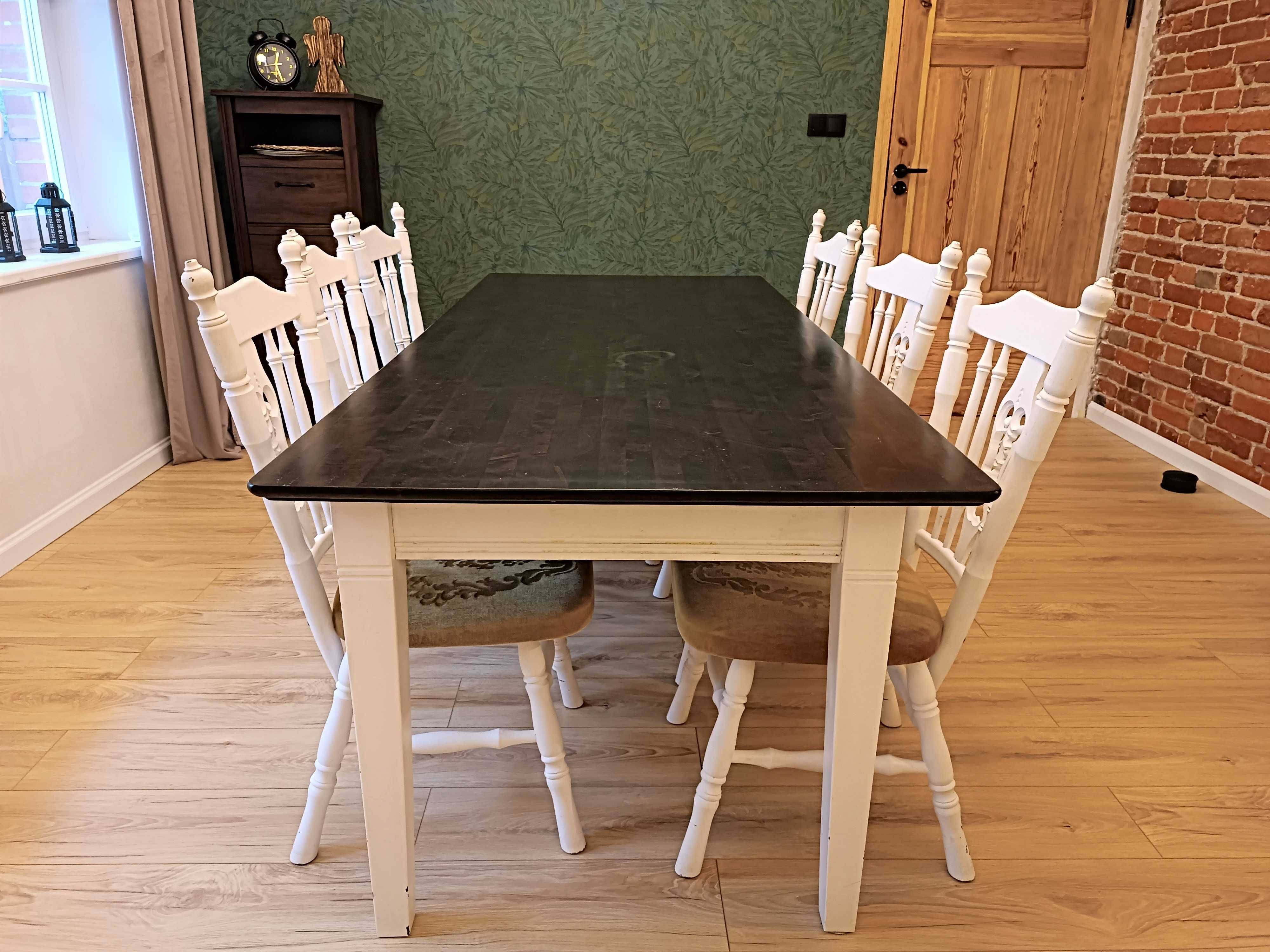 Stół z krzesłami zestaw jadalnia glamur/vintage/rustykalny