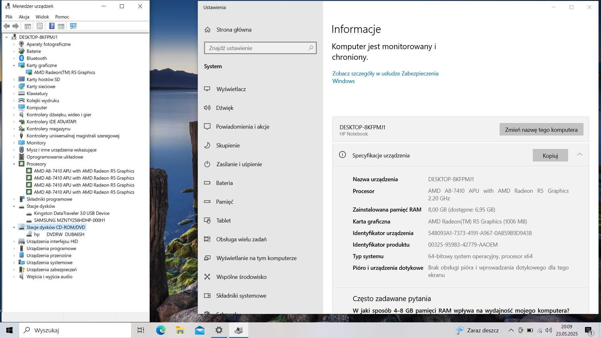 Jak NOWY HP 15 AMD A8 2.2Ghz/8GbDDR/256SSD/Radeon/BateriaNOWA