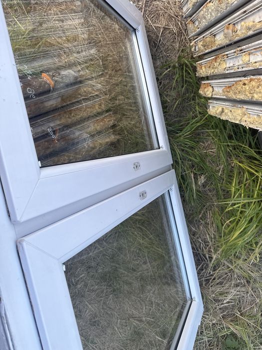 1x okno orzech pcv plastikowe 146x96 rozwiew uchylne (transport, 90)