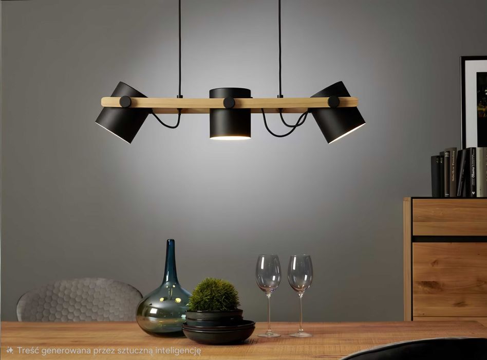 Lampa wisząca żyrandol industrialny drewno metal E27 Eglo HORNWOOD