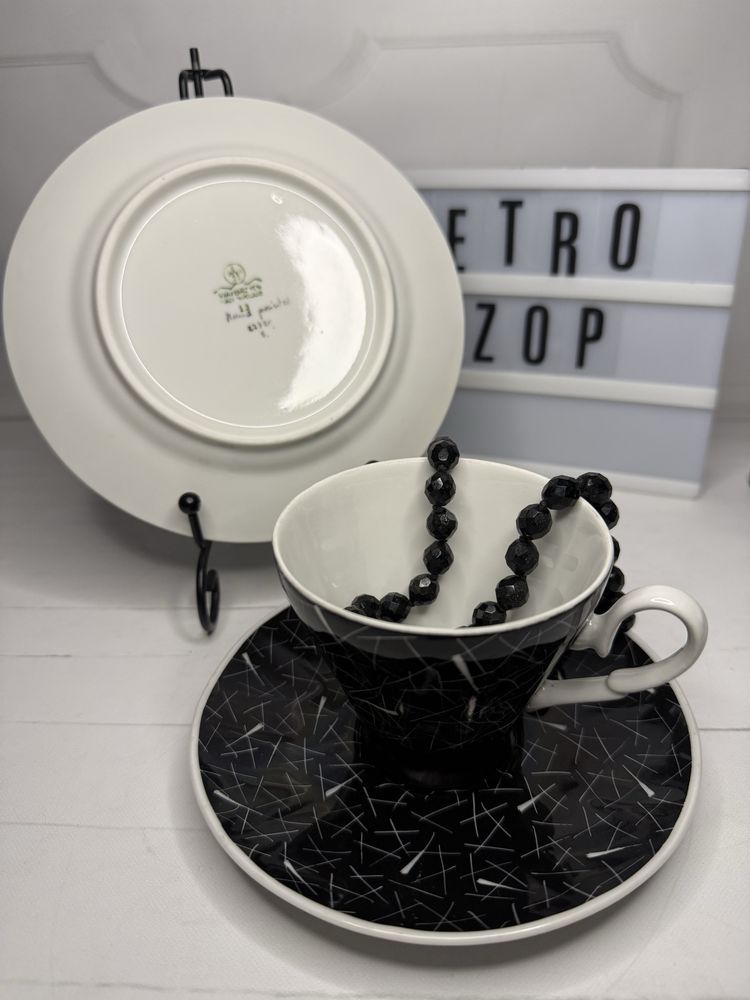 Trio śniadaniowe sygnowane Wawel Walbrzych Retro Vintage PRL