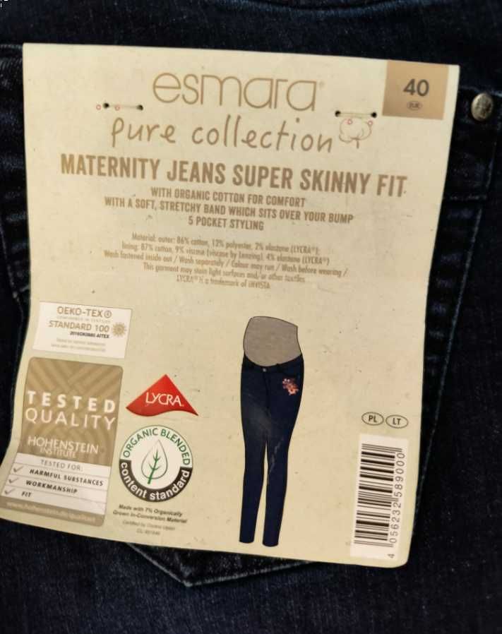 Nowe jeansy ciążowe 40 L pas ciążowy skinny granat spodnie