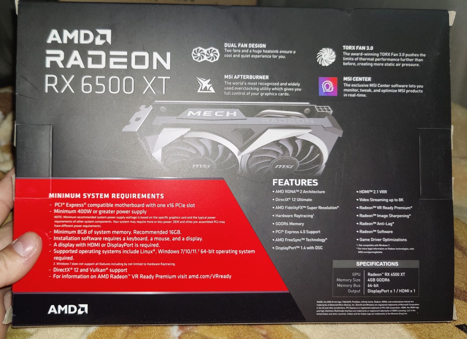 MSI AMD Radeon RX 6500 XT MECH 2X oc 4GB GDDR6