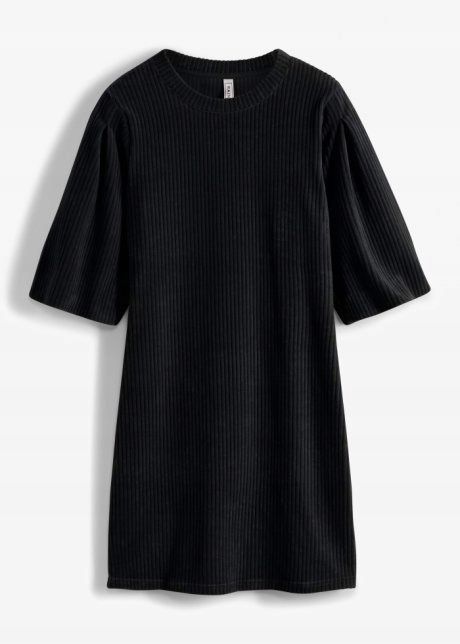 B.P.C czarna sukienka welurowa prążek ^36/38