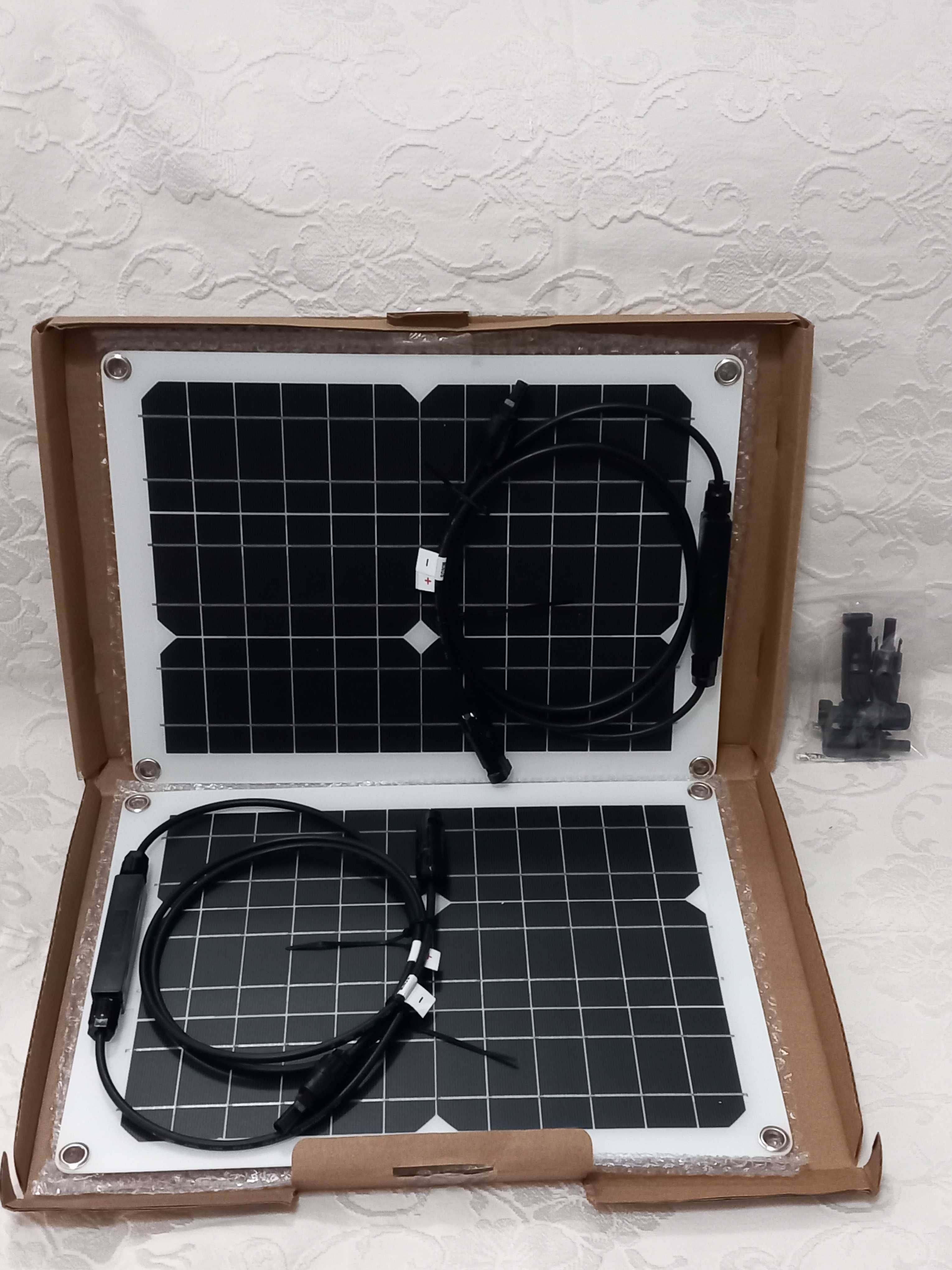 Conjunto de Painéis Solares - 50W - Carregador de Bateria de 12V