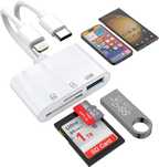 Adapter kart SD 3 w 2 do iPhone'a iPada, złącze Lightning+USB C