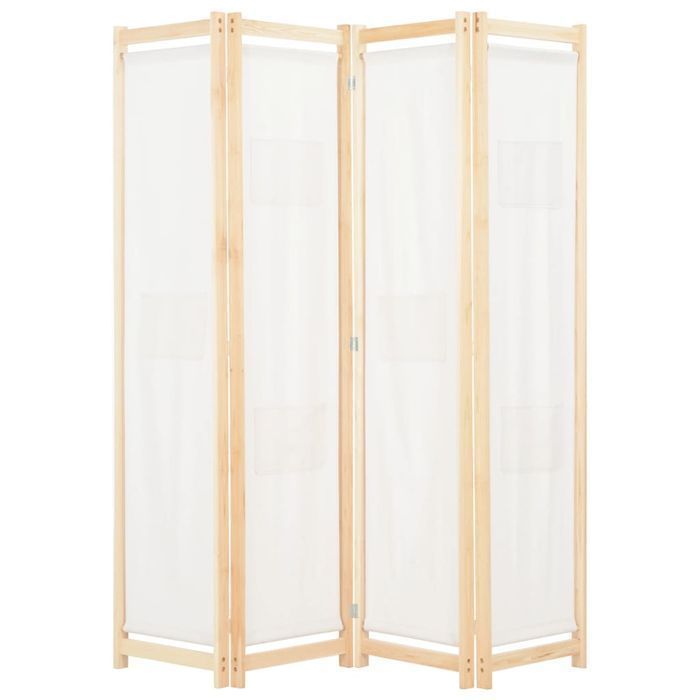 Vidaxl Parawan 4-Panelowy, Kremowy, 160X170X4 Cm, Tkanina