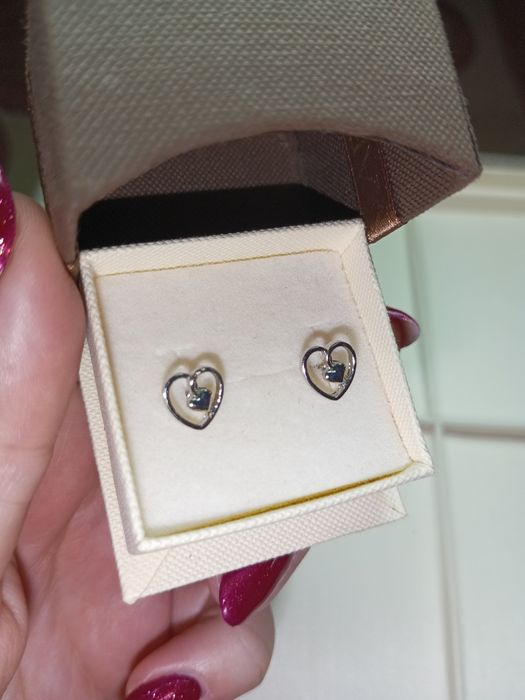 Srebrne kolczyki sztyfty 925 serca serduszka