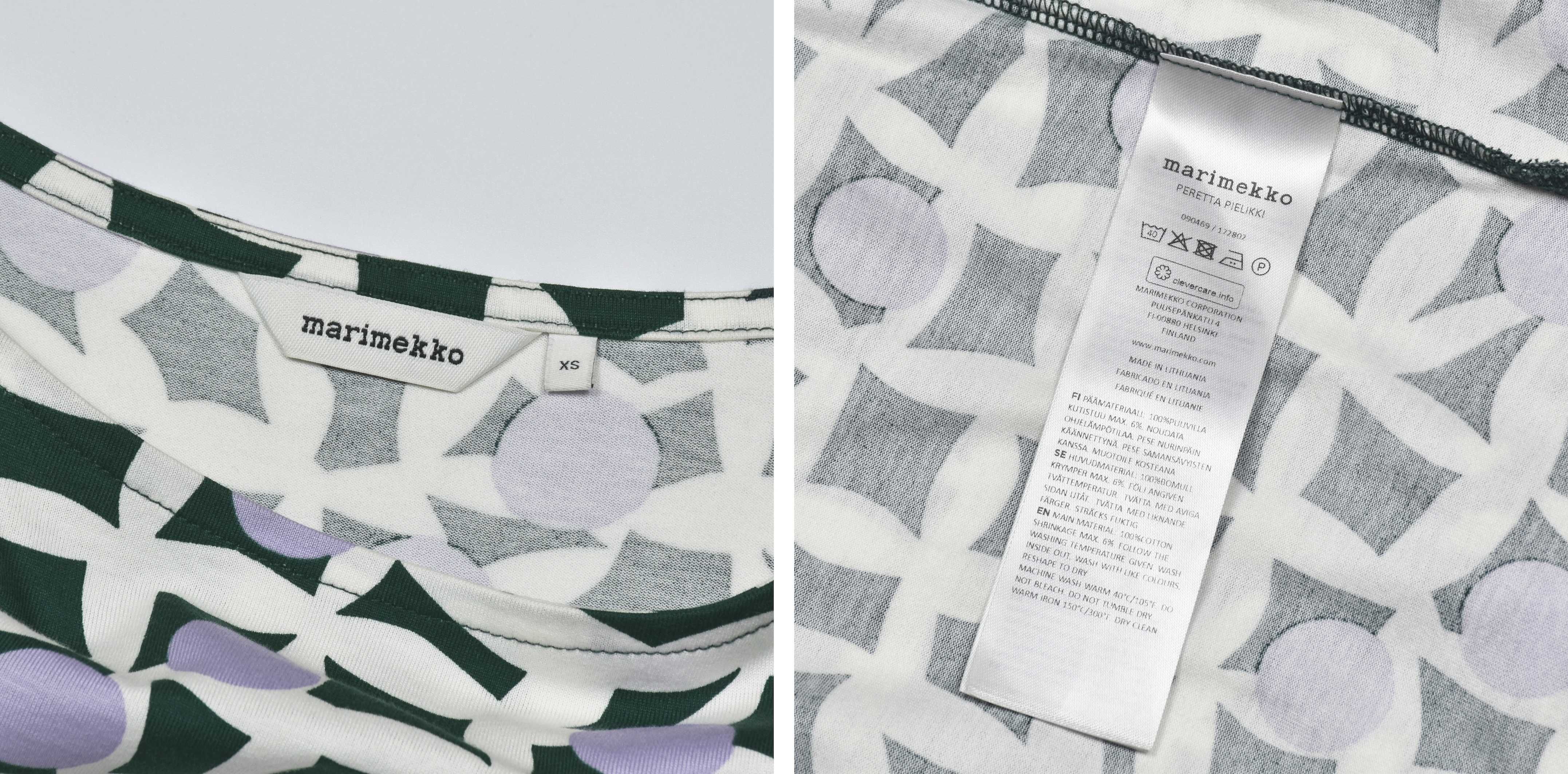 Туніка MARIMEKKO розмір XS S // кишені футболка топ бавовна 3/4 рукав