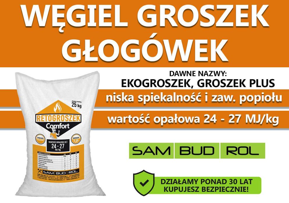 Węgiel GROSZEK (dawniej ekogroszek) GŁOGÓWEK, transport