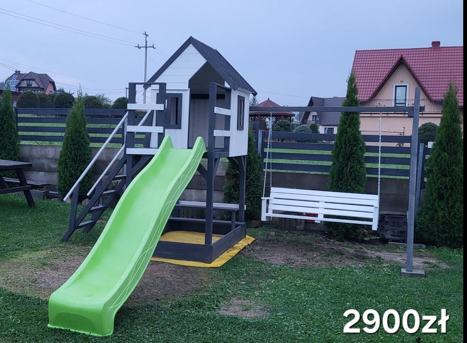 plac zabaw dla dzieci drewniany  domek piaskownica producent