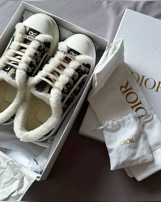 Dior кеди з хутром теплі кроссовки кроси кеды угги сапожки ботинки