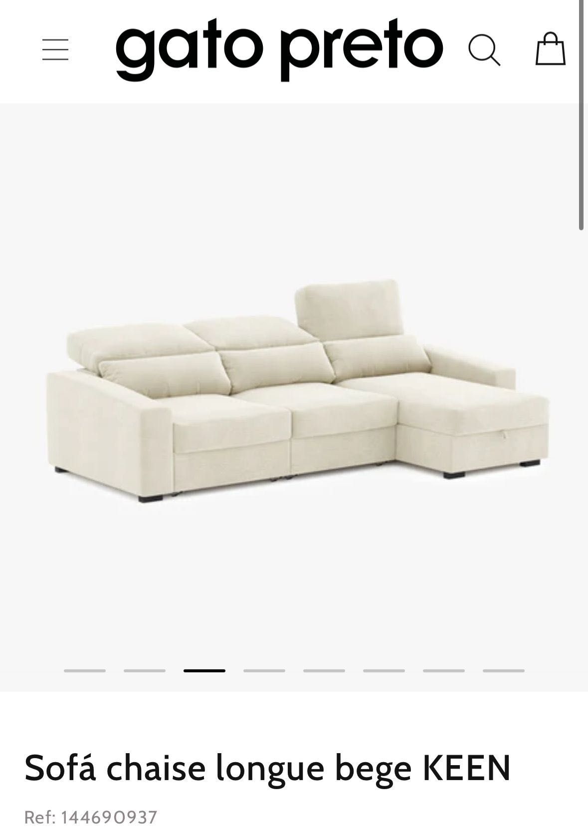 Sofá Chaise Longue bege “KEEN” - Gato Preto