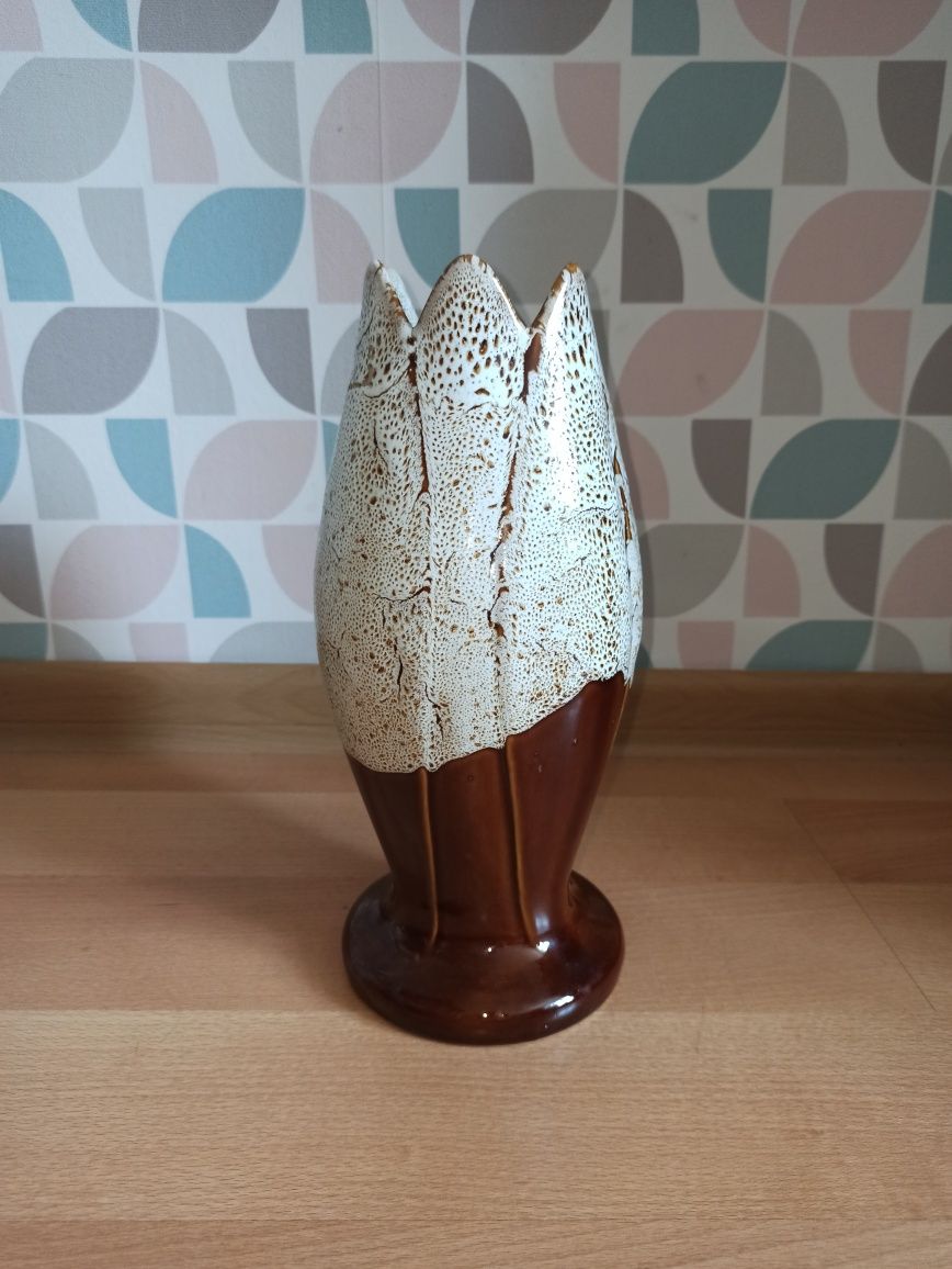 Stary ceramiczny wazon vintage PRL kwiat tulipan cebula bulwa kwiatek