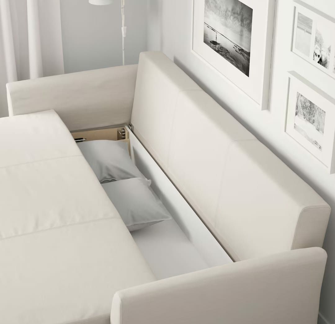 HOLMSUND Sofá-cama de 3 lugares, Nordvalla bege