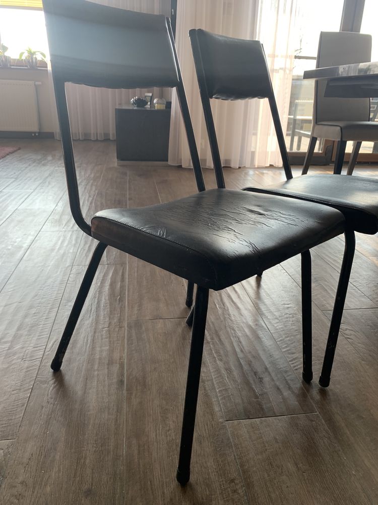 Dwa krzesła krzesło tapicerowane eko skóra czarna