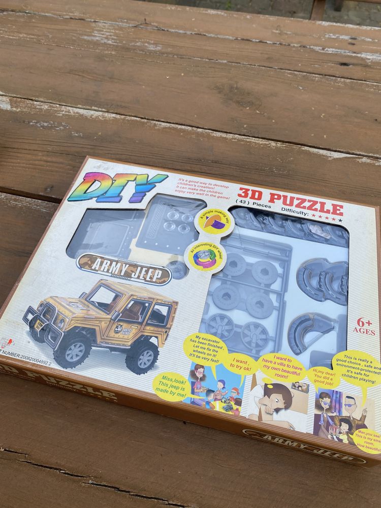 NOWE Puzzle 3D 43 elementy wojskowy samochód army jeep