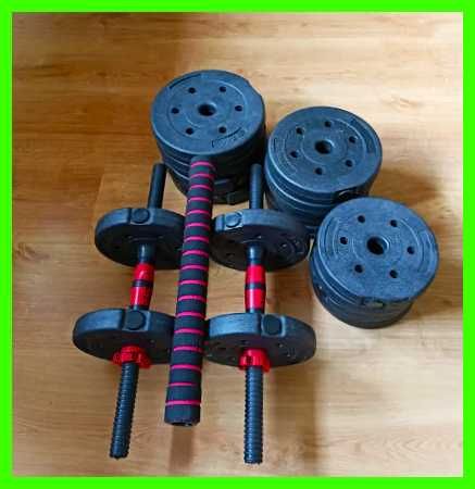 HANTLE BITUMICZNE 20kg Zestaw Hantli 2x10kg + Sztanga Łączona