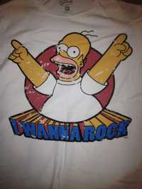 Biały oryginalny T-shirt 'The Simpsons' Homer