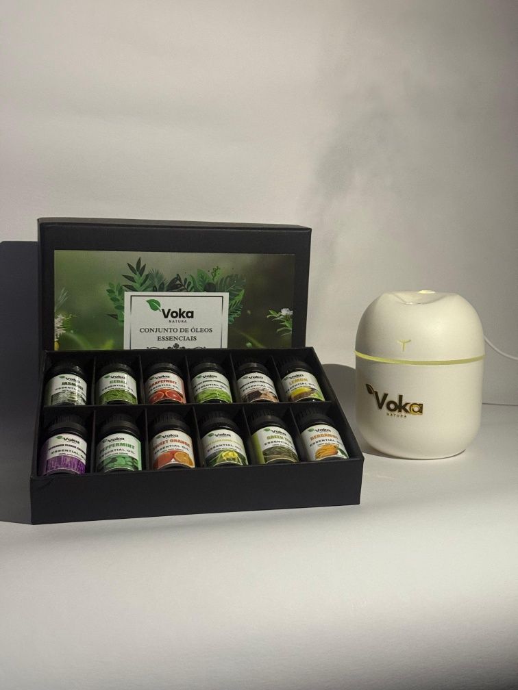 Paz & Equilíbrio: Kit de 12 Óleos Essenciais + Difusor - Aromaterapia