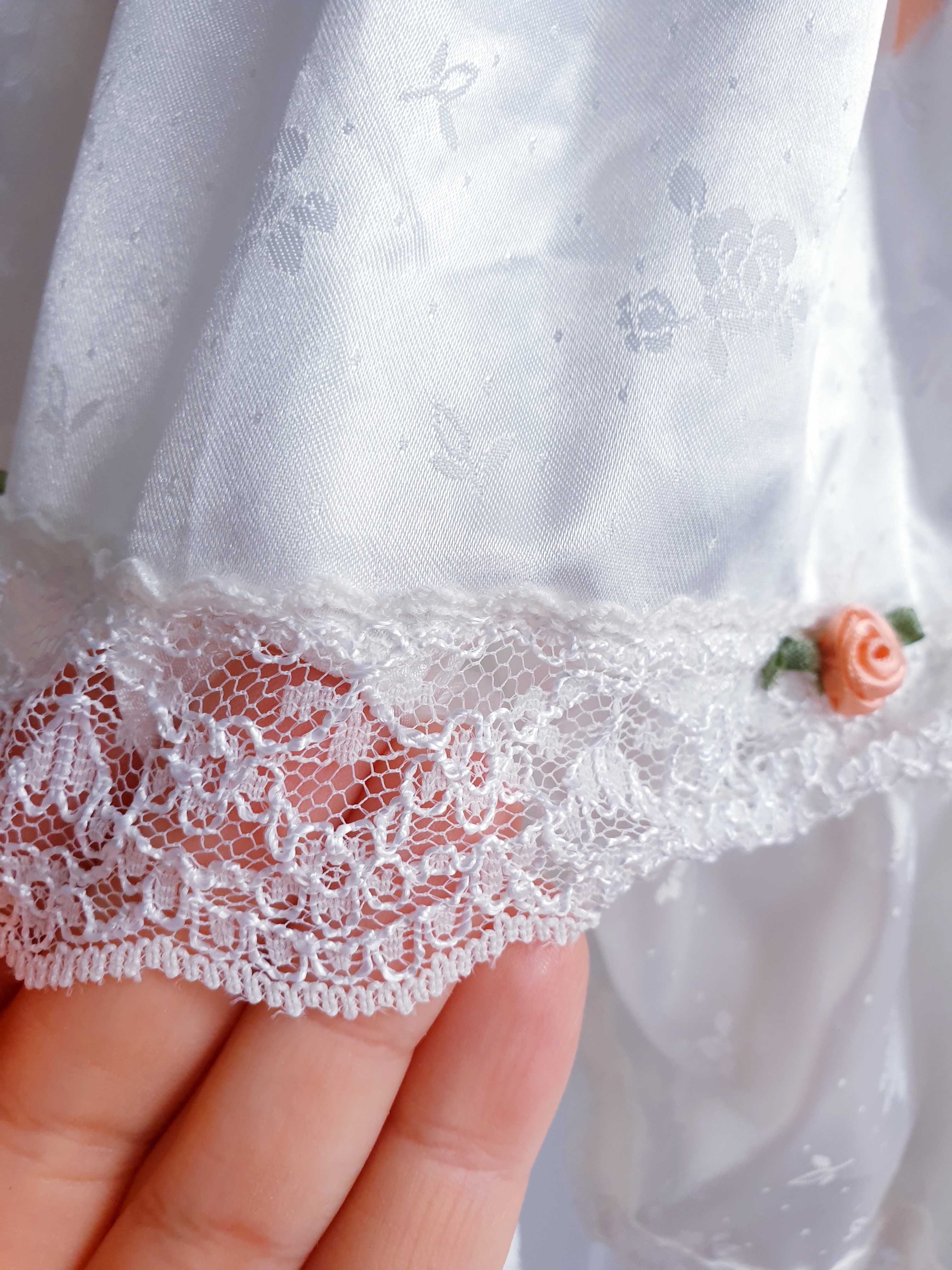 Kremowa biała sukienka koronkowa retro vintage do chrztu 80 86 nowa
