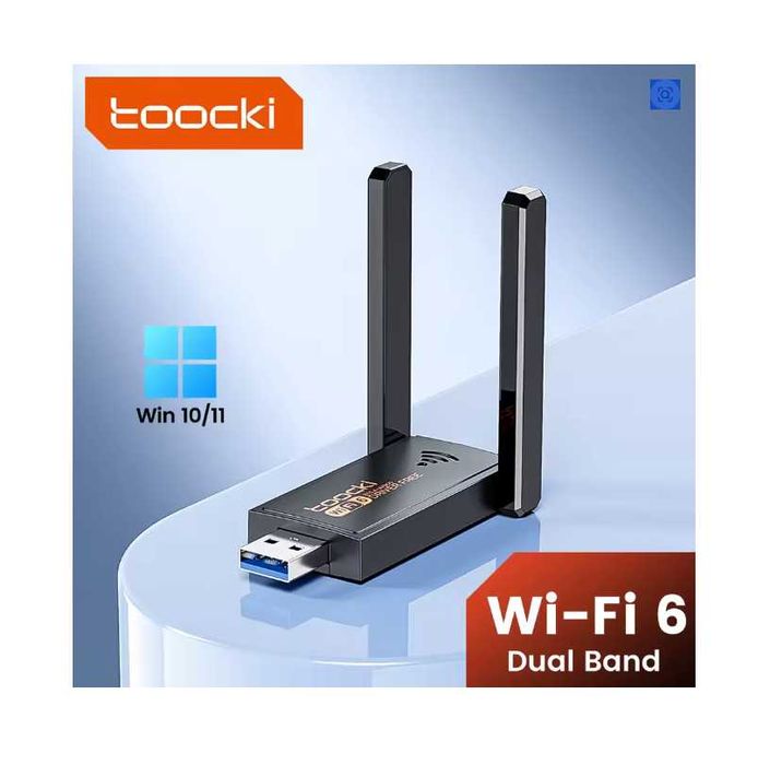 USB-адаптер Toocki 900 Мбит/с WiFi6 2,4G+5G + Bluetooth