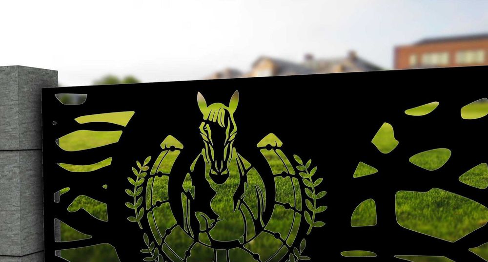 Ogrodzenie panel nietypowa balustrada z motywem konia wizualizacja