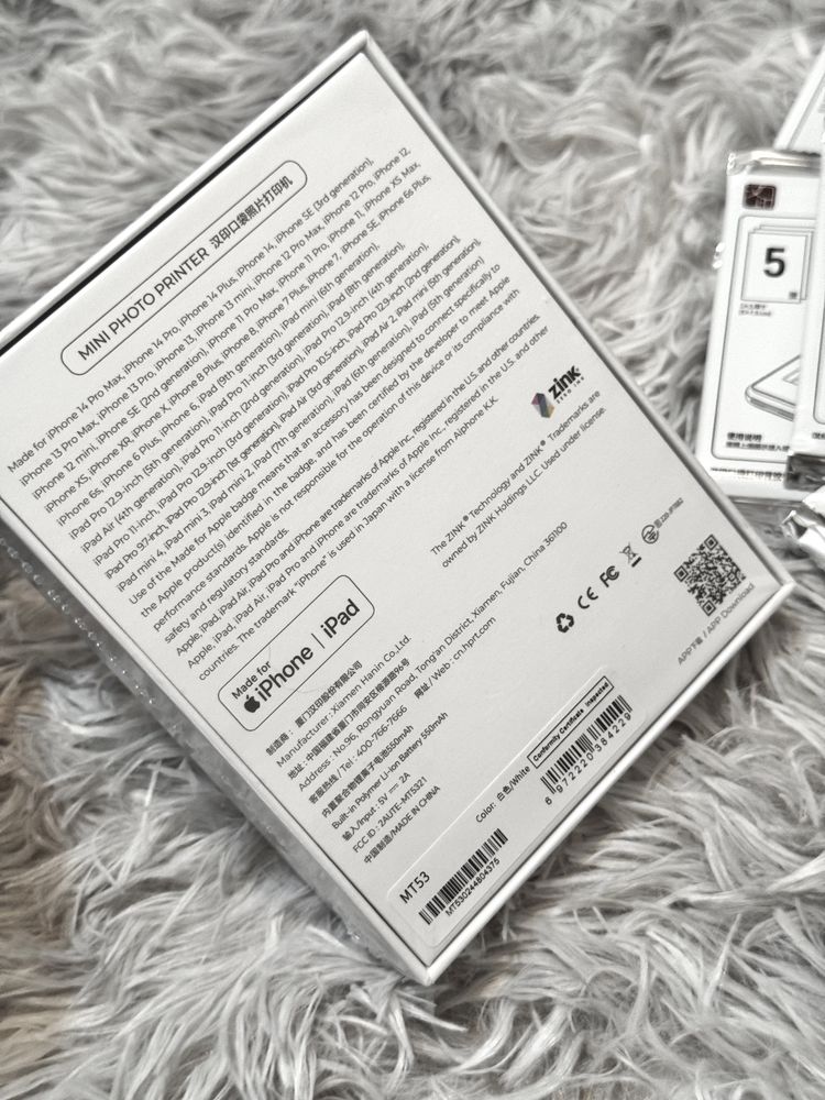 Instax Drukarka do mini zdjęć z telefonu Photo Printer + 50 arkuszy