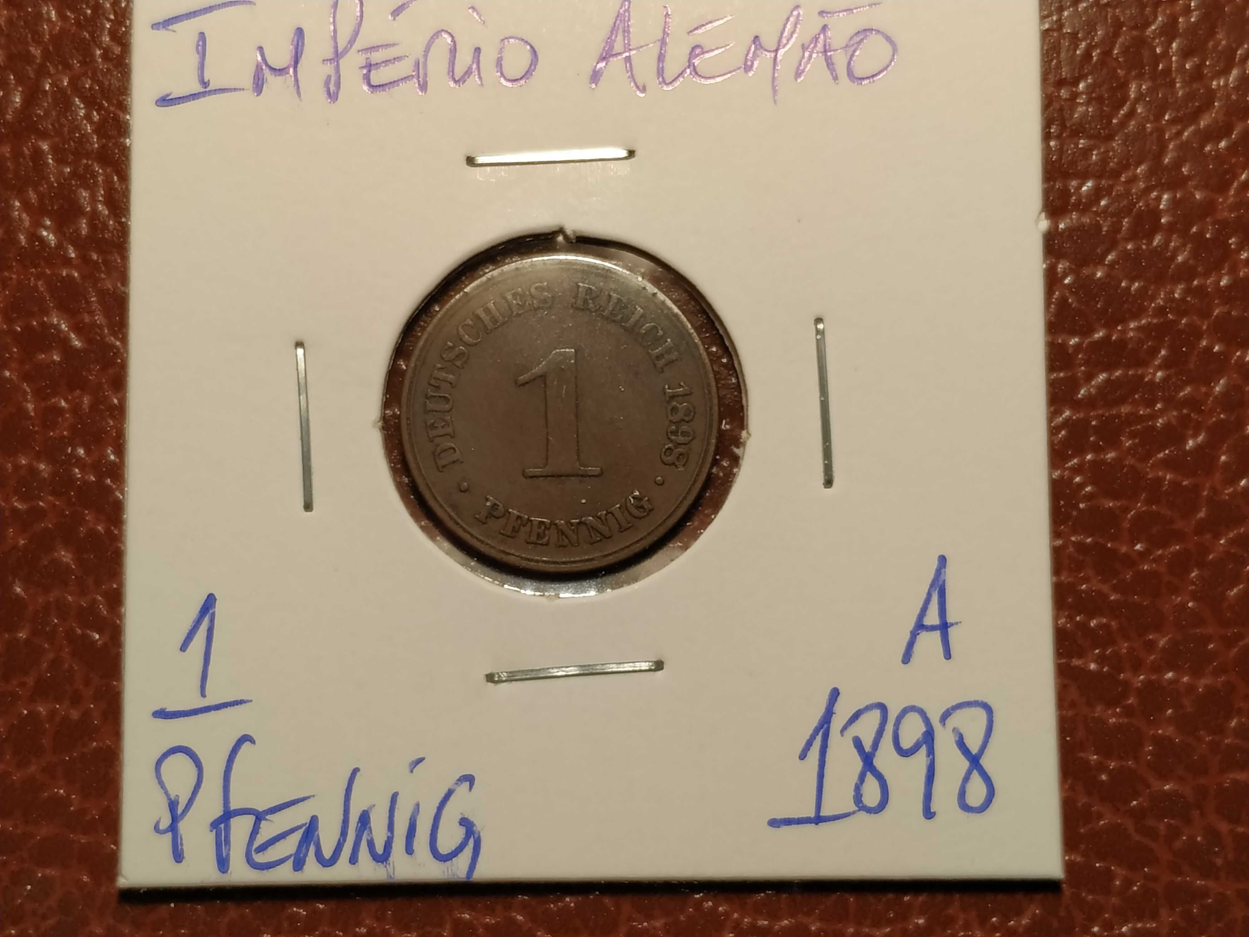 Império Alemão - moeda de 1 pfennig de 1898 A