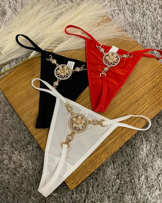 Damskie stringi z kryształkami