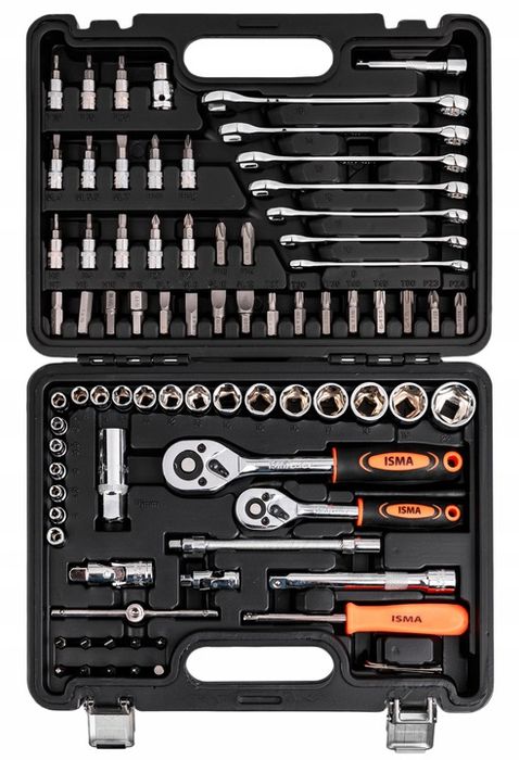 Zestaw Narzędziowy Klucze Płaskooczkowe Nasadowe Wkrętaki Bity 1/4" 3/