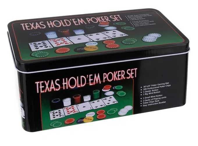 Zestaw do Pokera Texas Żetony 200szt Karty Mata