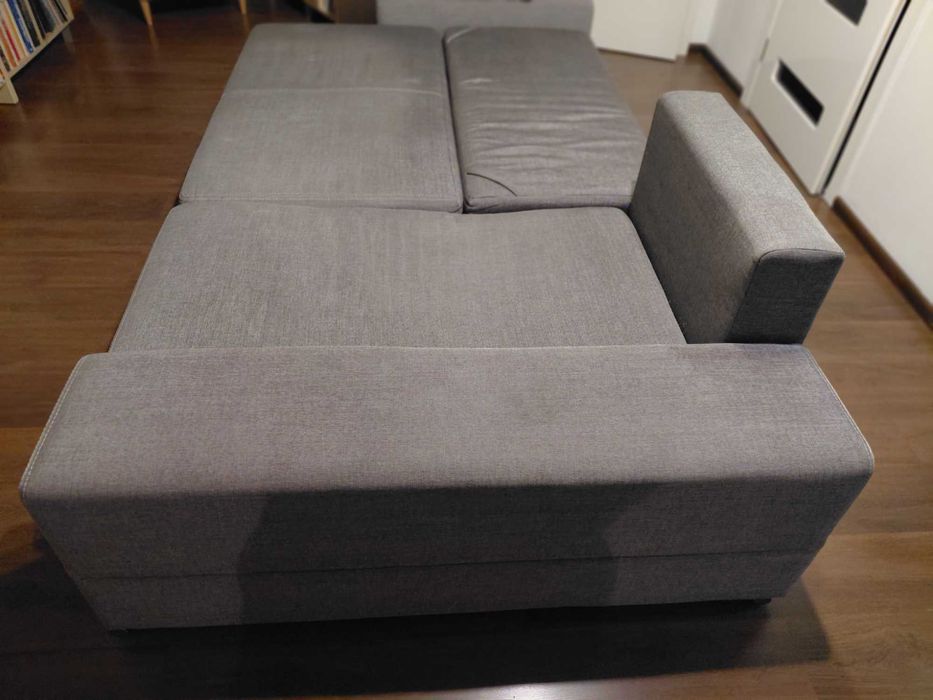 Sofa kanapa szara melanż narożnik z funkcją spania rozkładany