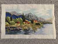 Obraz haftowany krajobraz górski rękodzieło haft handmade
