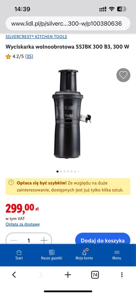Wyciskarka wolnoobrotowa SILVERCREST