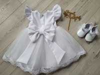 Biała sukienka do chrztu r. 80