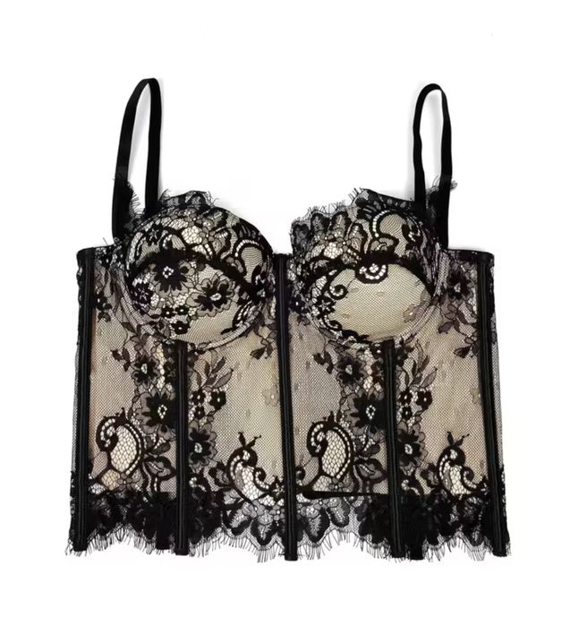 Чорний мереживний корсет