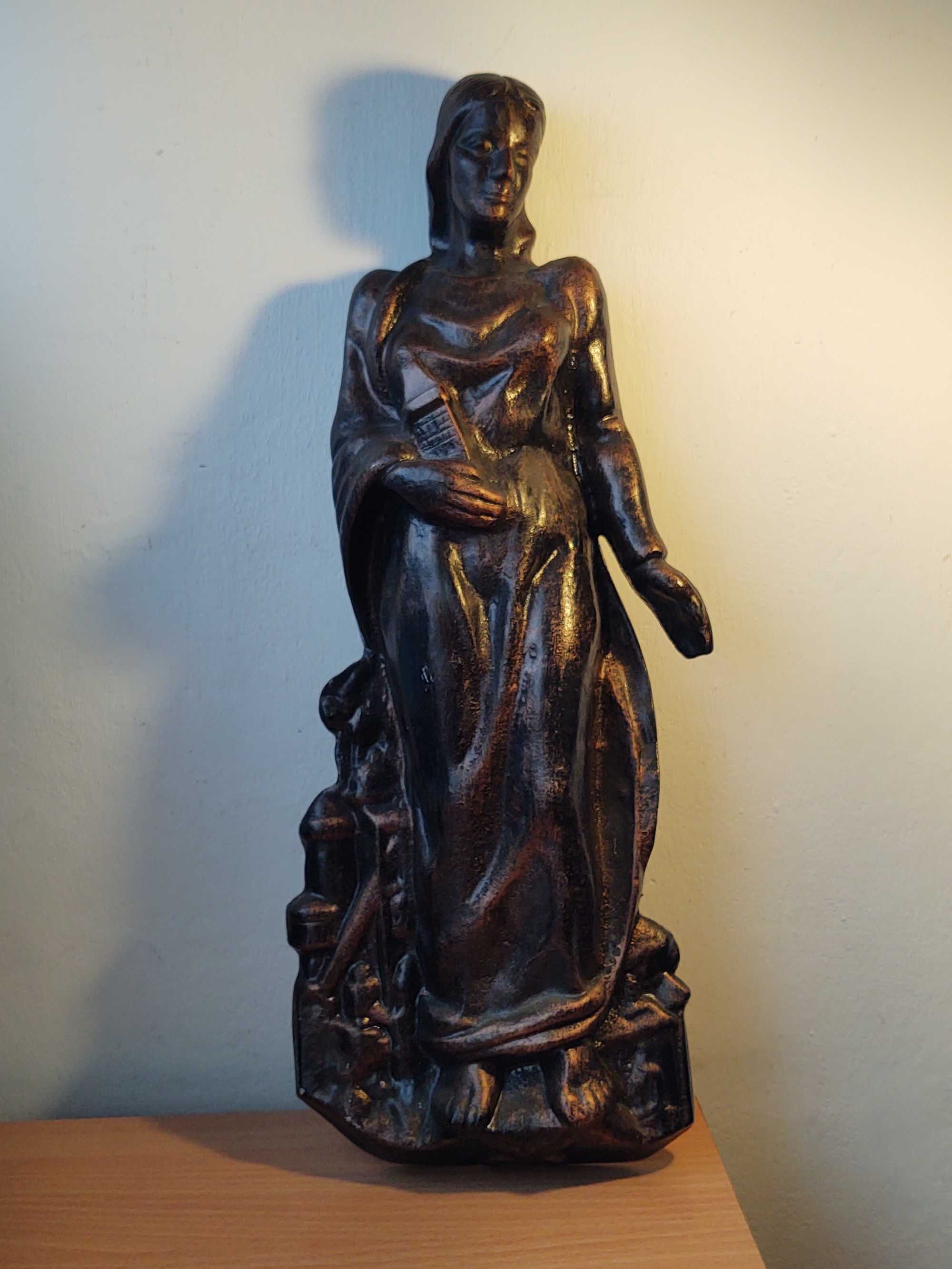 3X Relief Płaskorzeźba Artefakt Kobieta Nimfa Dzbanem Metal Szlachetny