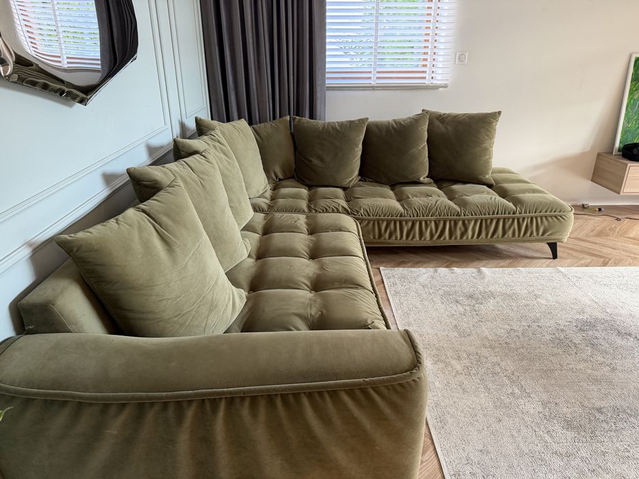 Narożnik Befame Belavio oliwkowy 245x288 velvet SET 1