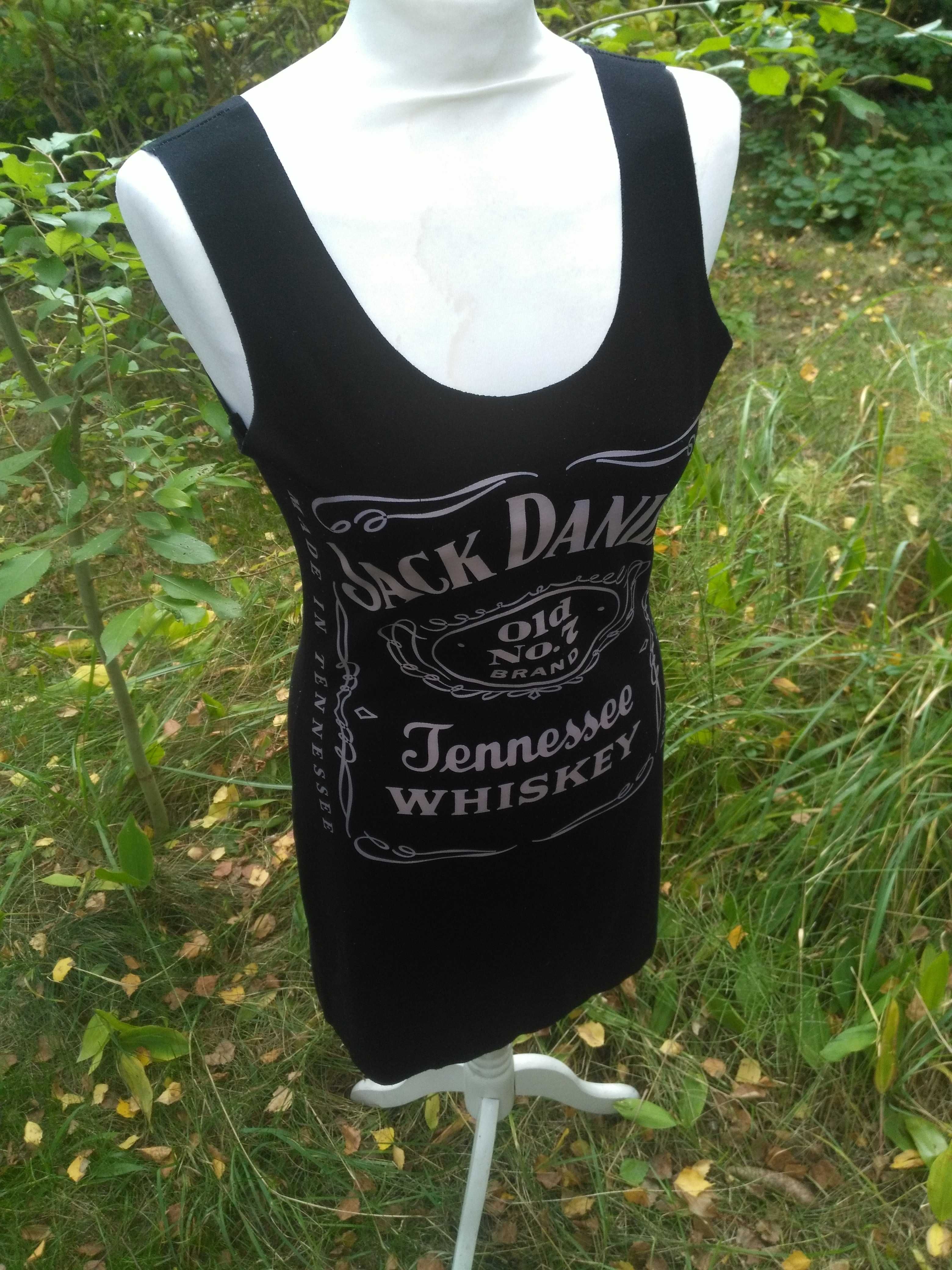 Czarna prosta krótka sukienka mini Jack Daniel's whisky S M