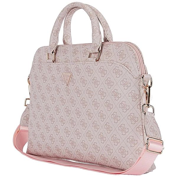 Torba Guess 4G Zipper Pocket Triangle Logo na laptopa 15" - różowa